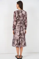 Robe en mousseline à motifs 2137 - Beige clair