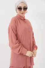 T5858 Örme Tesettür İkili Takım - Gül Kurusu