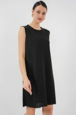 2535 Kolsuz Midi Elbise Astarı İçlik Jüpon - Siyah