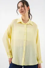 Kadın Uzun Oversize Gömlek 20320 - Sarı