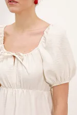 Robe évasée en popeline 2351 - Écru