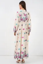 Robe longue hijab à motifs pour femme 2585 - C. Fuchsia