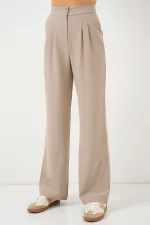 6638 Yüksek Bel Palazzo Pantolon - A.Bej