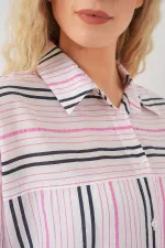 Chemise rayée à manches courtes pour femme 20344 - Rose