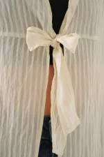 Chemisier à lacets pour femme 952 - Crème