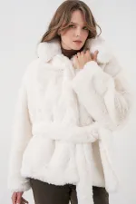 Manteau en fausse fourrure pour femme 5234 - Écru