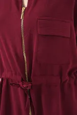 Fermuarlı Kadın Gömlek 0721 - Bordo