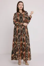 1627 Collar-Tie Hijab Dress - H. Khaki