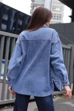 0694 Double Pocket Oversize Denim Jacket - Navy Blue 0694 Double Pocket Oversize Denim Jacket - Navy Blue