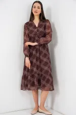 Robe en mousseline à motifs 2137 - Marron foncé