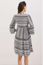 1975 ETHNIC PATTERNED DRESS - Black