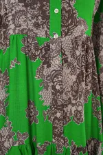 Robe hijab à motifs authentiques 2423 - Noir - Vert