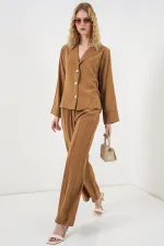 Women's Jacket and Trousers Two-Piece Set 30065 - Tan