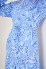 Robe hijab à motifs 2145 - Bleue