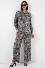 Ensemble deux pièces imprimé léopard 6699 - Anthracite