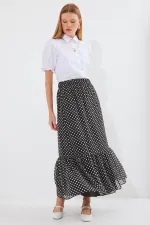 8010 Patterned Chiffon Skirt - C.Black