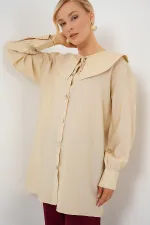 Women's Peter Pan Collar Long Tunic 5967 - Cream