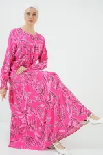 Robe hijab à motifs 2145 - Fuchsia