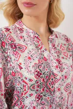 Kadın Desenli Kısa Kol Elbise 2562 - Kırmızı