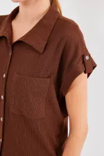 Chemise à manches courtes doubles et revers 20256 - Marron