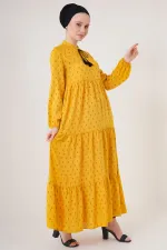 1627 Collar-Tie Hijab Dress - Mustard