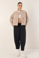 0688 Double Pocket Bomber Jacket - Beige