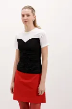 4314 Basic Gathered T-Shirt - Black