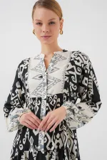 Robe hijab à motifs authentiques 2423 - Noir 8