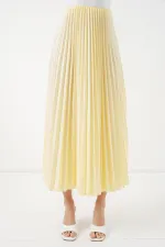 Jupe plissée aspect cuir 8009 - Jaune
