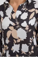 Ensemble deux pièces en satin à motifs 8018 - Noir