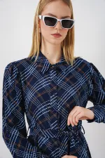 Kadın Boydan Düğmeli Uzun Tesettür Elbise 2588 - Lacivert