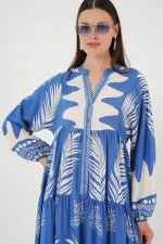 Robe hijab à motifs authentiques 2423 - H. Indigo