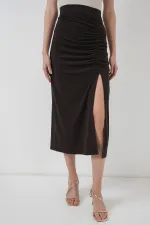 Jupe fendue Sandy 8033 - Marron