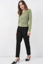 939 Wrap Collar Sandy Blouse - Light Green