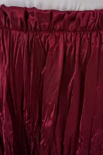 Jupe longue froissée brillante pour femme 8034 - Bordeaux