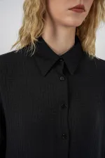 Women's Textured Oversize Tunic 5989 - Black Women's Textured Oversize Tunic 5989 - Black