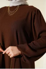 Kadın Kahverengi Tunik Pantolon Alt Üst Takım 6663