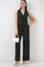 6709 Kadın Yelek Pantolon İkili Takım - D. Siyah