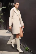 9082 Oversize Kaşe Kaban - M. Krem