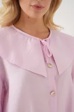 Kadın Bebe Yaka Uzun Tunik 5967 - Pudra