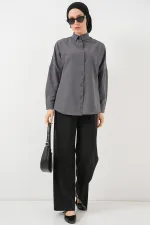 103901 Oversize Basic Tesettür Gömlek - Gri 103901 Oversize Basic Tesettür Gömlek - Gri