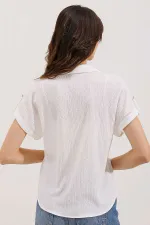 Chemise en maille oversize à manches courtes 20187 - Blanche