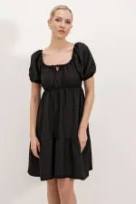 Robe évasée en popeline 2351 - Noir clair