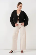 Kimono en lin noué sur le devant 960 - Noir