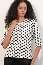 Women's Oversize Polka Dot Blouse 40020 - White Women's Oversize Polka Dot Blouse 40020 - White