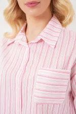 Women's Striped Crop Shirt 20342 - Powder