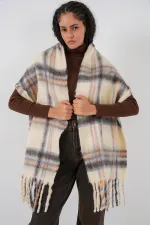 Écharpe-châle épaisse et douce pour femme 15951 - Beige clair