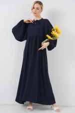 Kadın Balon Kol Uzun Tesettür Elbise 2464 - F.Lacivert