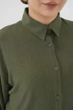 Ensemble hijab tricoté deux pièces T5858 - Kaki