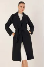 9118 Double-Breasted Cashmere Coat - Black